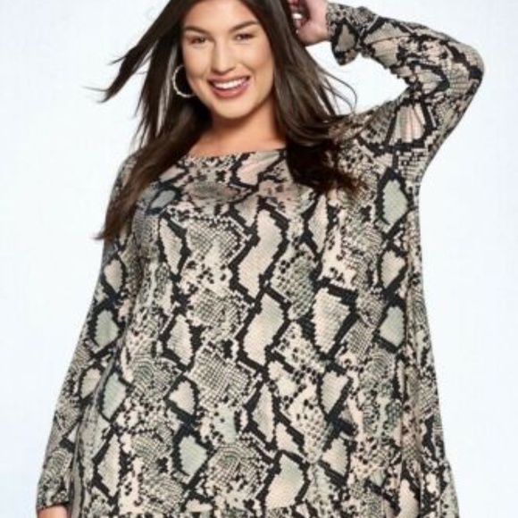 NEW Women Plus Size Taupe Snakeskin Dress 1X 2X 3X - Picture 3 of 4